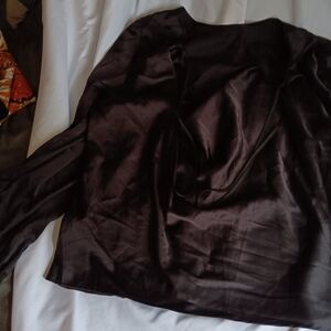 SHEIN Black Satin Blouse 1x